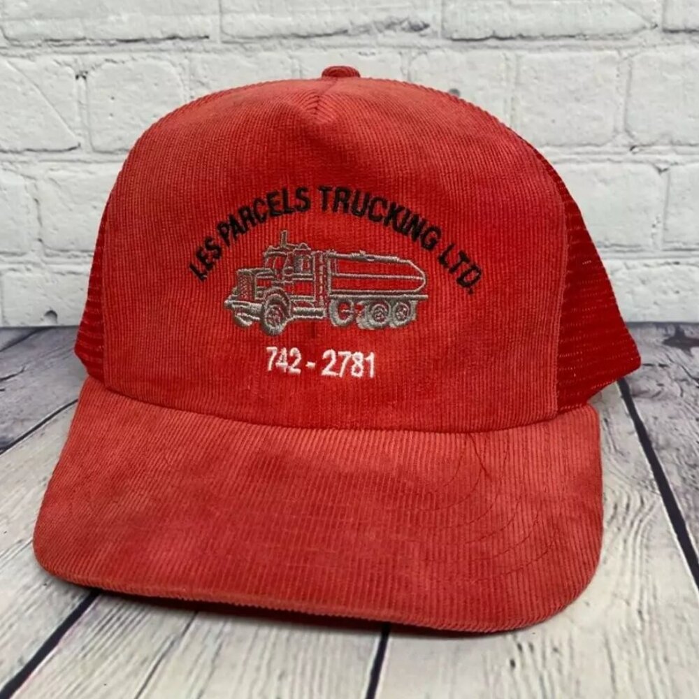 Red Vintage Corduroy Trucker Hat